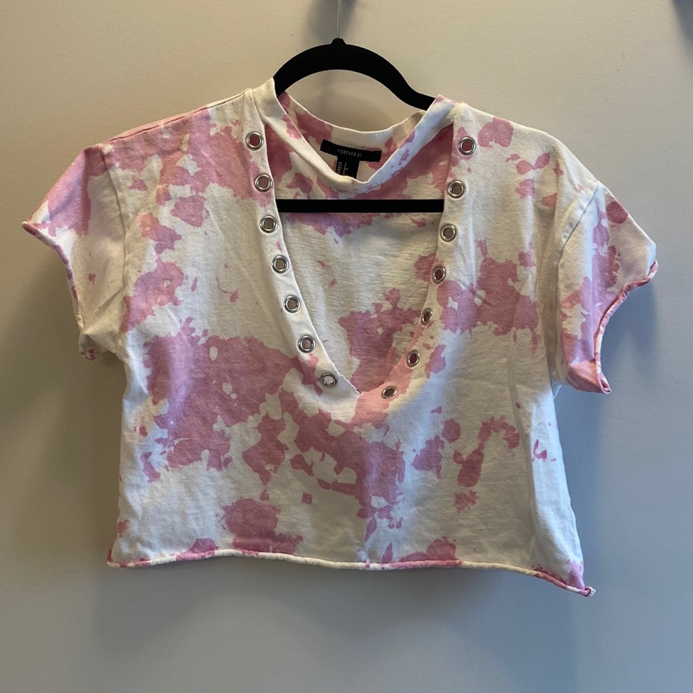Forever 21 pink tiedye crop top
